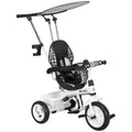 Tricycle Enfant Évolutif Pare-Soleil Pliable avec Canne Amovible et Benne, 105x47x98 cm - Blanc/Noir | Magi Jouets
