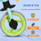 Vélo d'équilibre pour bébé siège réglable roues EVA jouet enfant pour bébé 18-48 mois pour garçons et filles vert