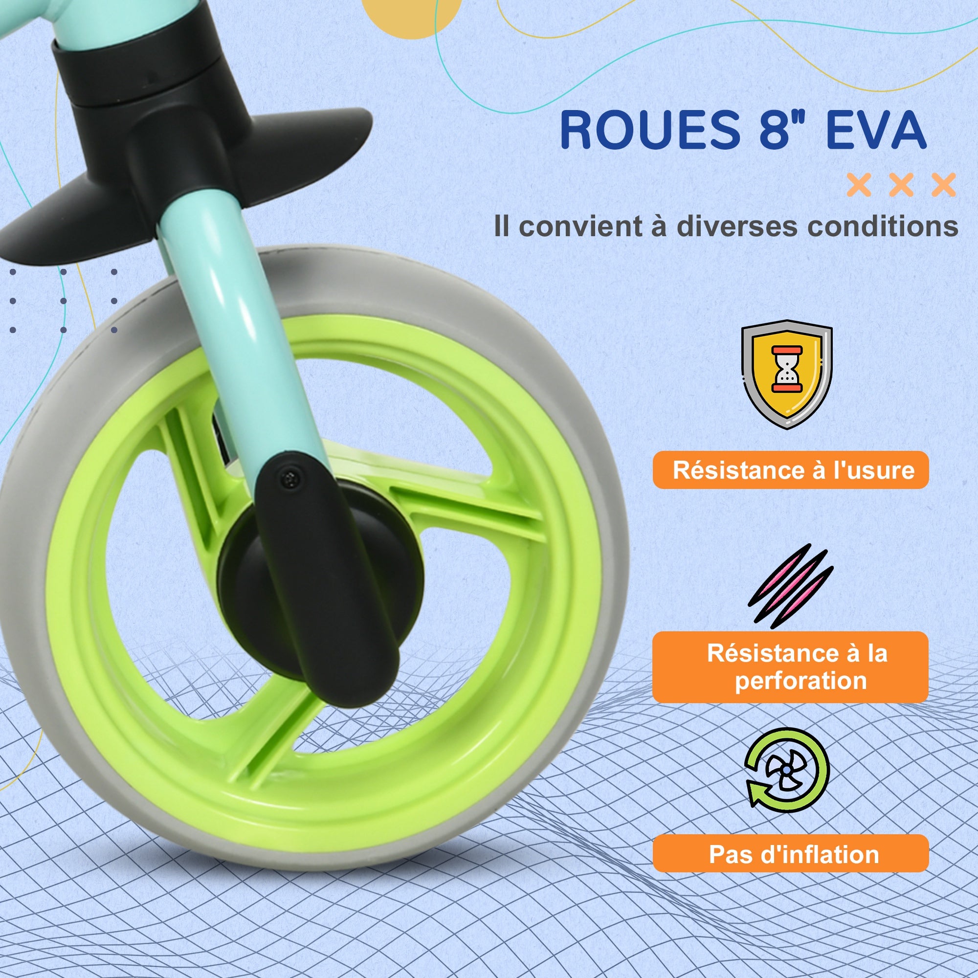Vélo d'équilibre pour bébé siège réglable roues EVA jouet enfant pour bébé 18-48 mois pour garçons et filles vert