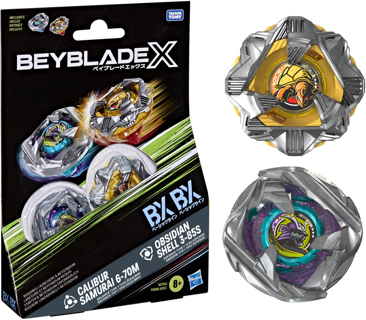 Beyblade X Duo Pack: Calibur Samurai & Obsidian Shell, Toupies de Combat | Magi Jouets