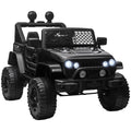 Voiture électrique pour enfants 12V avec télécommande, suspension à 4 roues, phares et klaxon, MP3, vitesse 3-5 km/h, pour 3-6 ans - noir