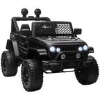Voiture électrique pour enfants 12V avec télécommande, suspension à 4 roues, phares et klaxon, MP3, vitesse 3-5 km/h, pour 3-6 ans - noir