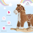 Cheval à Bascule Selle Confort en Bois de Peuplier, 65x32,5x61 cm - Marron | Magi Jouets
