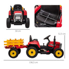 Tracteur électrique avec remorque amovible, pour enfants de 3 à 6 ans avec télécommande MP3 musique affichage lumières