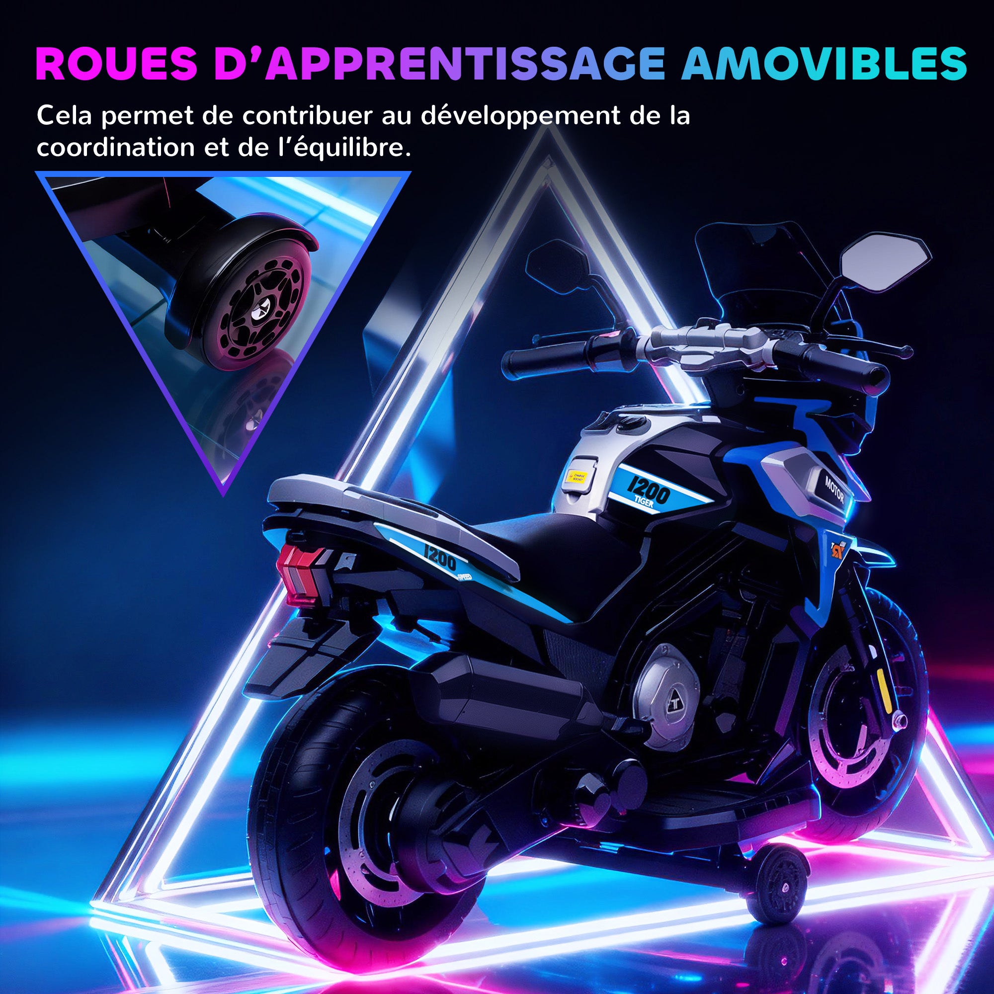 Moto Électrique Enfant 6V avec Musique et Effets Lumineux - Bleu | Magi Jouets