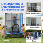 Trampoline Enfant Ø1,40 m avec Filet de Sécurité et Porte Zippée - Bleu | Magi Jouets