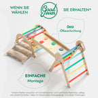 4-in-1 Montessori Kletterset Pikler-Dreieck mit Rutschbrett & Kissen, 1-3 Jahre - Regenbogen | Magi Jouets