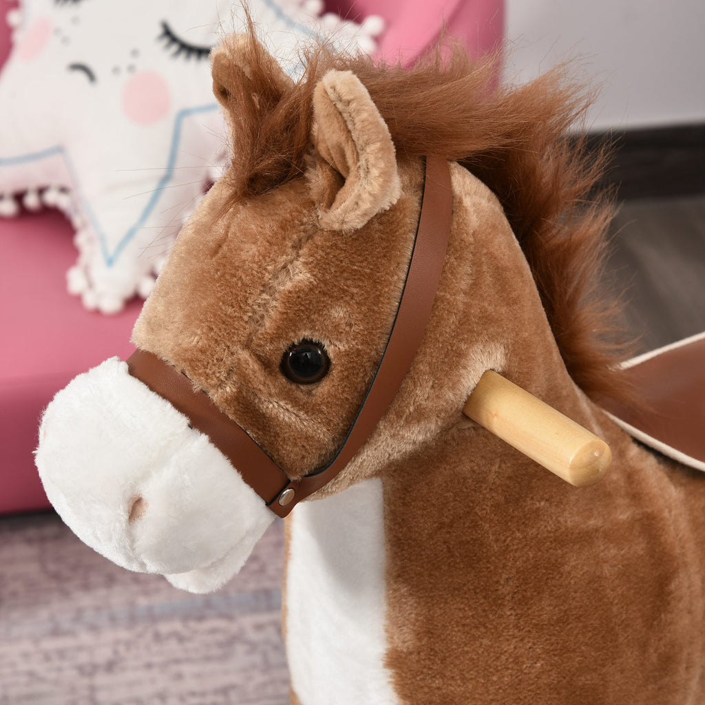 Cheval à Bascule Selle Confort en Bois de Peuplier, 65x32,5x61 cm - Marron | Magi Jouets