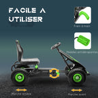 Kart à Pédales Enfant Siège Réglable 3 Positions, Frein à Main, 5-12 Ans - Vert/Noir | Magi Jouets