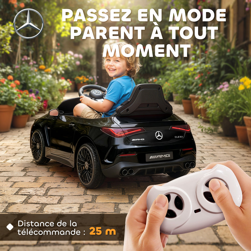 Voiture électrique enfants Mercedes AMG CLE 53 12V 2 moteurs télécommande parentale 2,4G 99 x 55 x 43 cm noir