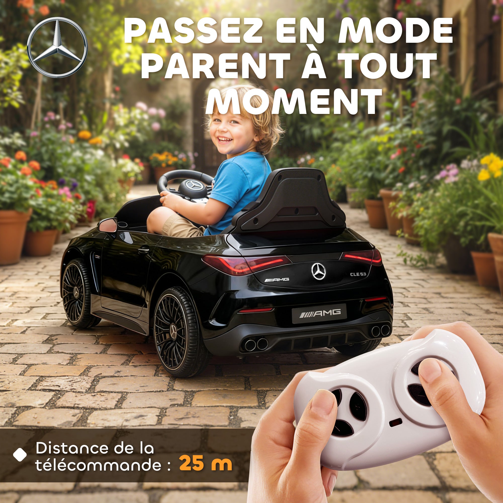 Voiture électrique enfants Mercedes AMG CLE 53 12V 2 moteurs télécommande parentale 2,4G 99 x 55 x 43 cm noir