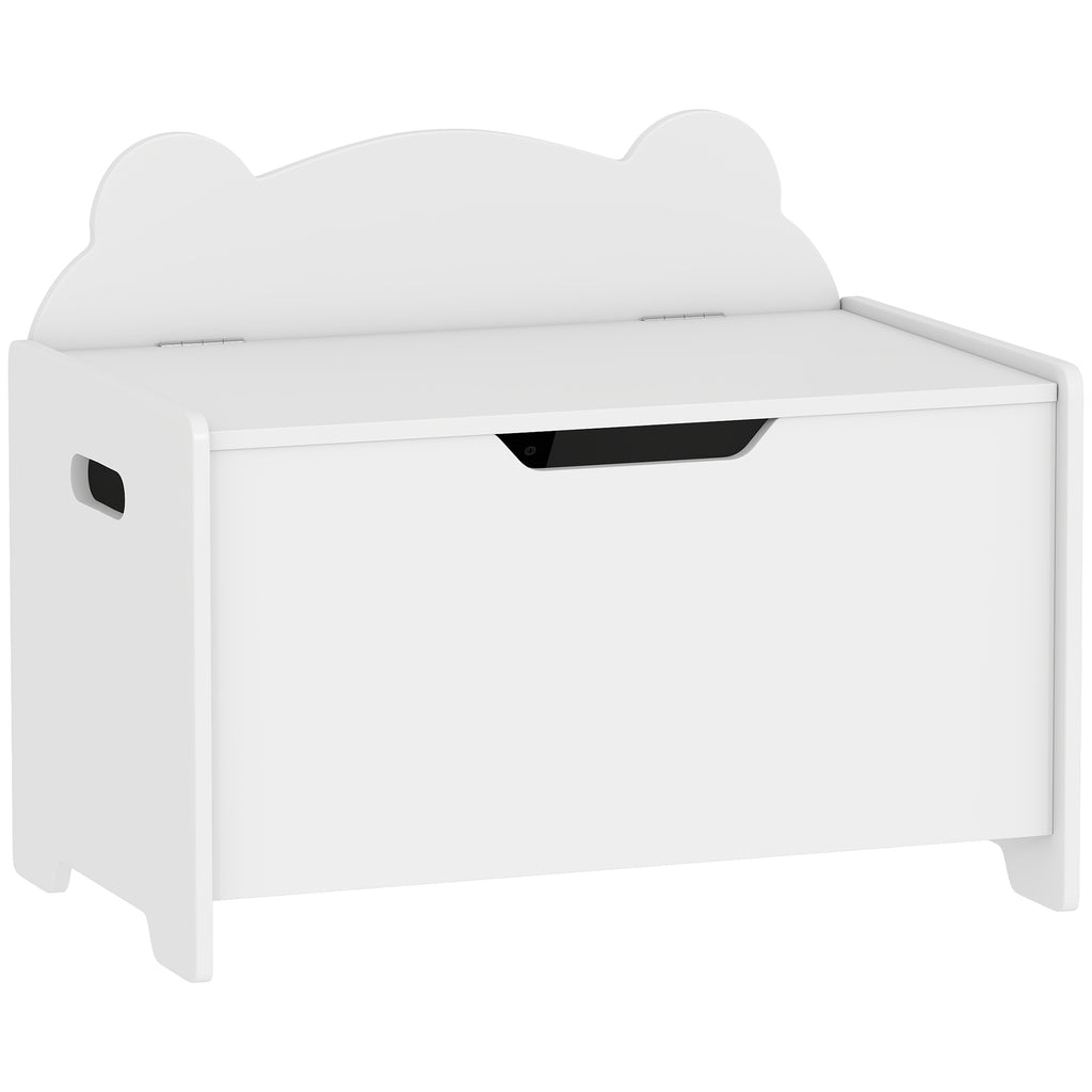 Coffre à Jouets Enfant Forme d'Ours avec Couvercle Rabattable, 60x38x48 cm - Blanc | Magi Jouets