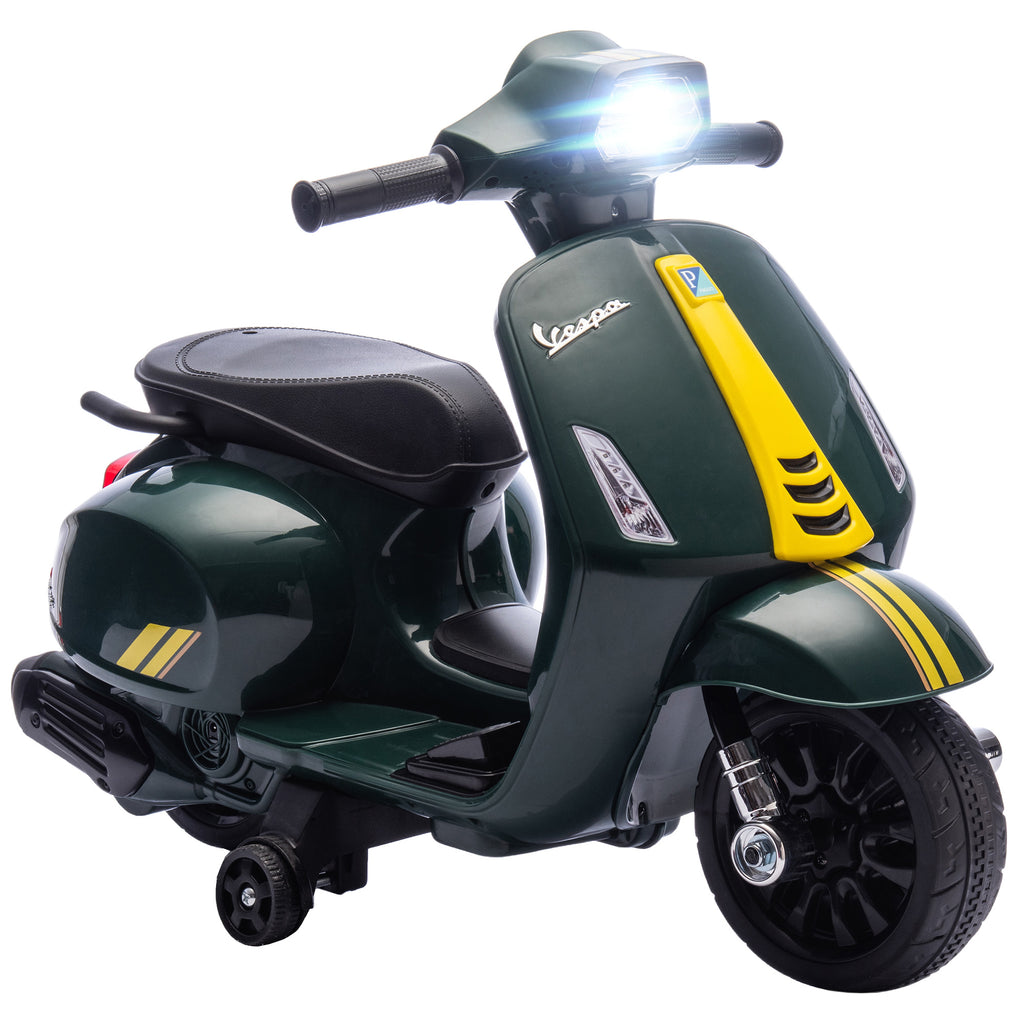 Moto Électrique Enfant 6V avec Roues d'Apprentissage, 2-4 Ans, 71x37x52 cm - Vert Foncé | Magi Jouets