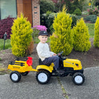 Porteur Tracteur Enfants avec Remorque, Râteau et Pelle, 6 Roues, 3+ Ans - Jaune | Magi Jouets