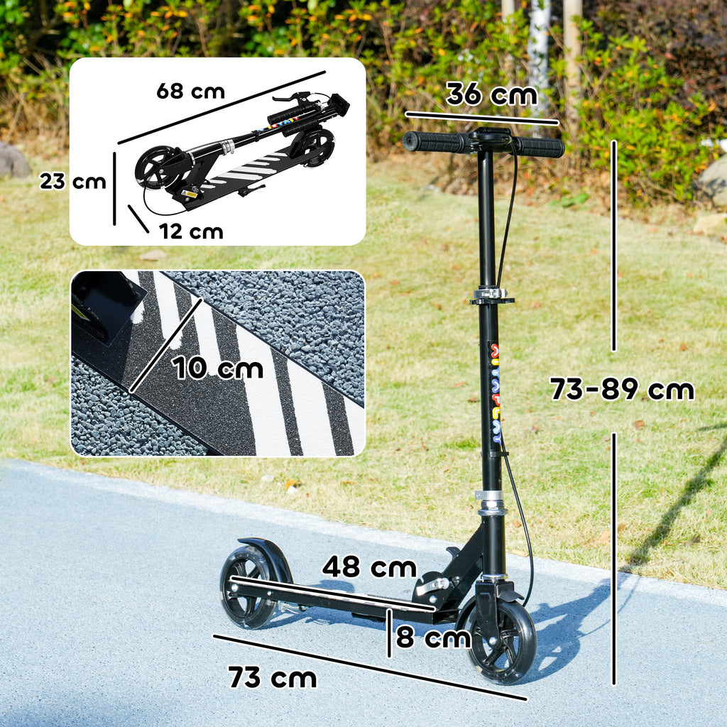 Trottinette enfants 3 à 8 ans, trottinette pliable à 2 roues LED roues lumineuses, 4 réglages en hauteur, noir