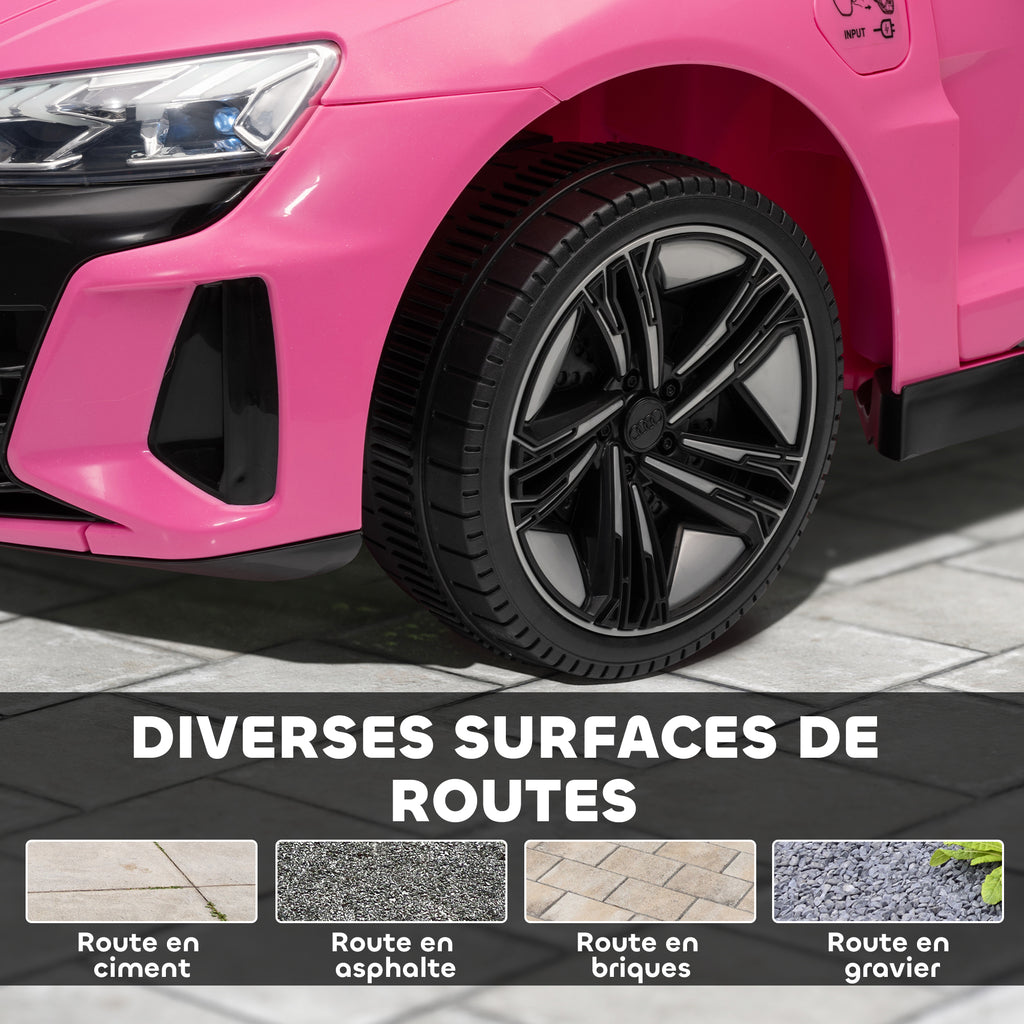 Voiture véhicule électrique enfant 12 V - télécommande parentale - effets sonores, lumineux - Audi RS E-tron GT rose
