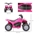 Quad Électrique Enfant 6V, Vitesse 2,8 km/h, Phares LED et Klaxon - Rose | Magi Jouets