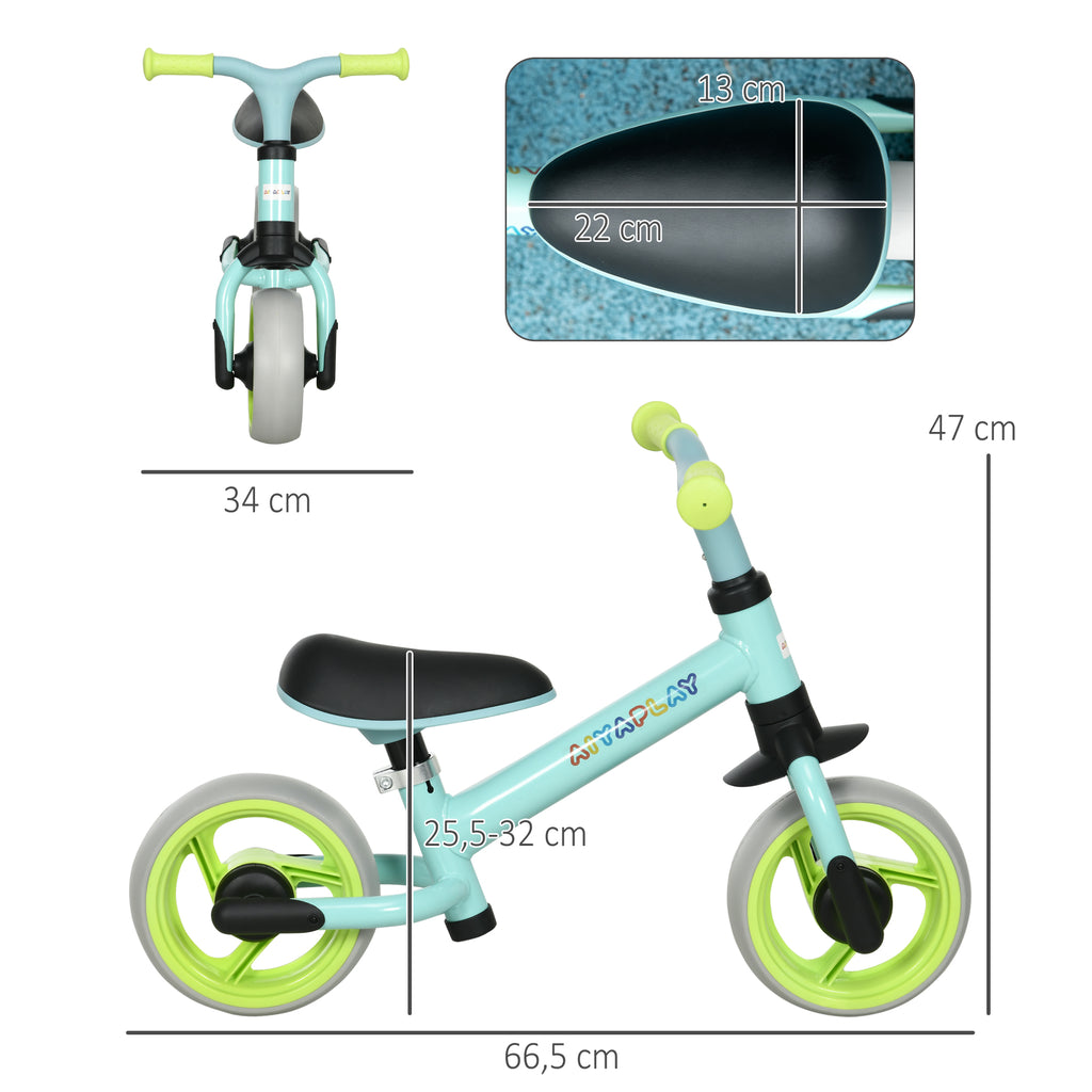 Vélo d'équilibre pour bébé siège réglable roues EVA jouet enfant pour bébé 18-48 mois pour garçons et filles vert