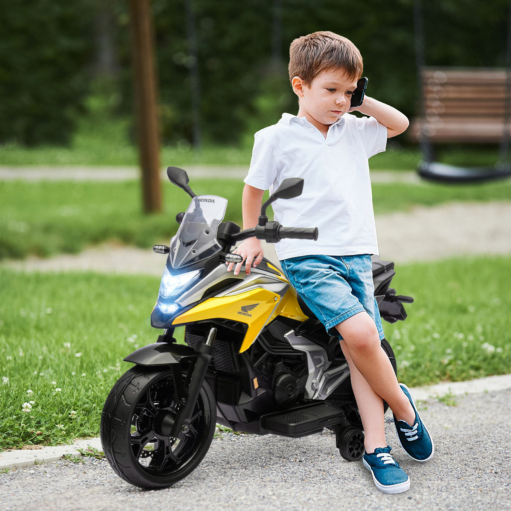 Moto Porteur Électrique Honda pour Enfants 3-6 Ans avec Musique et Phares - Jaune | Magi Jouets