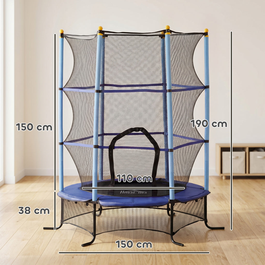 Trampoline Enfant Ø1,63 m avec Filet de Sécurité et Porte Zippée - Bleu | Magi Jouets