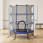 Trampoline Enfant Ø1,63 m avec Filet de Sécurité et Porte Zippée - Bleu | Magi Jouets
