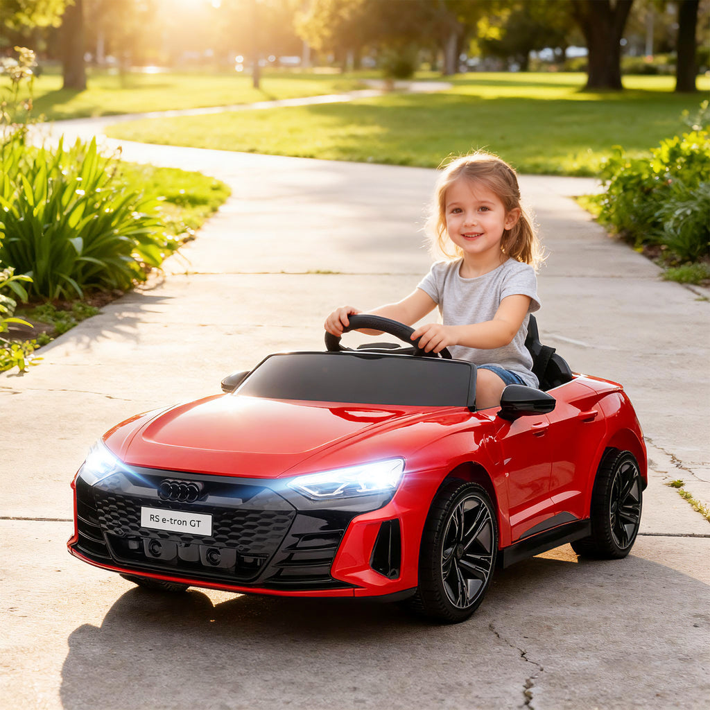 Voiture électrique enfant 12 V - véhicule électrique avec télécommande parentale fournie - V. Max. 5 Km/h - effets sonores, lumineux - Audi RS E-tron GT rouge