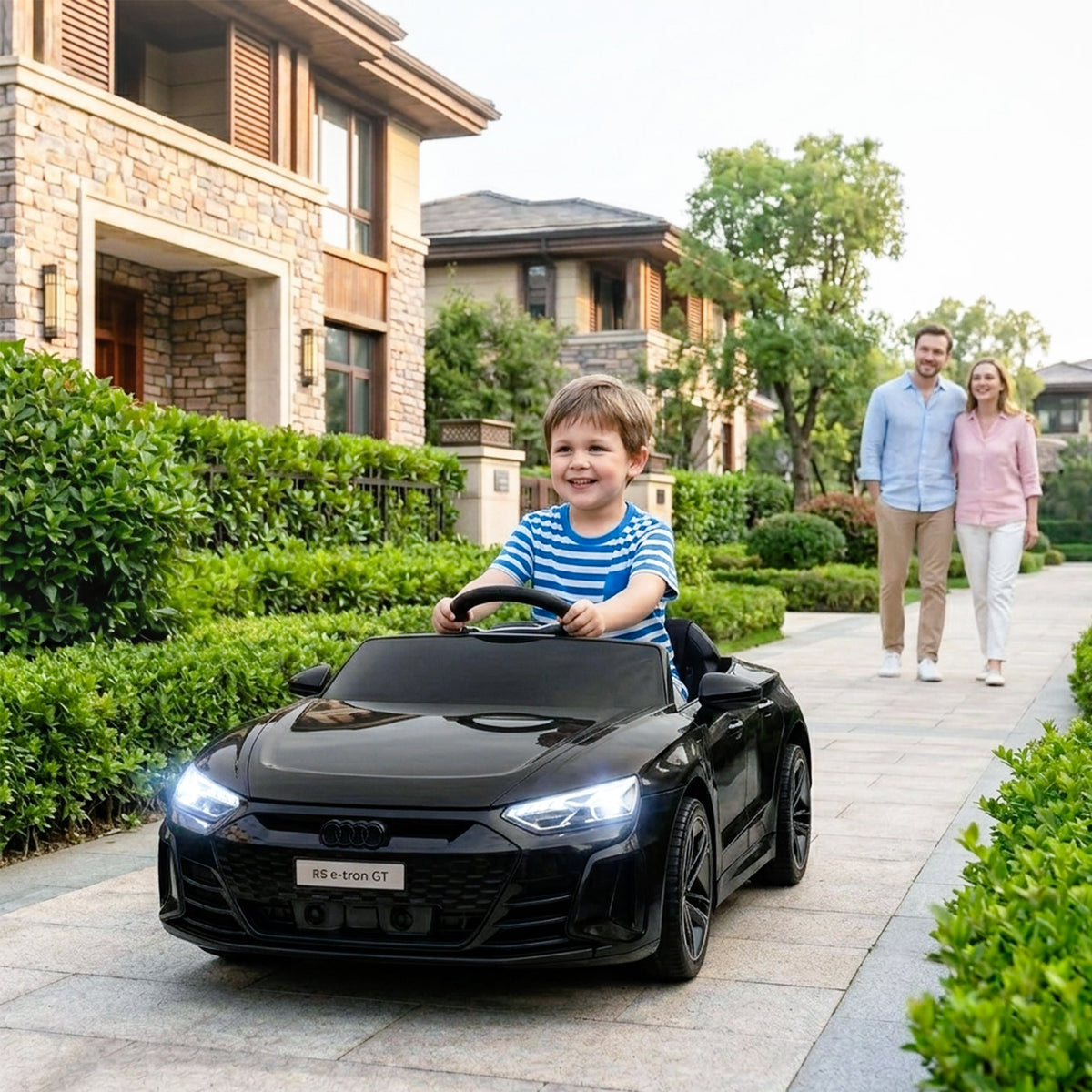 Voiture électrique enfant 12 V - véhicule électrique avec télécommande parentale fournie - V. Max. 5 Km/h - effets sonores, lumineux - Audi RS E-tron GT noir