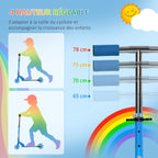 Trottinette pour enfants de 3 à 7 ans pliable roues lumineuses en PU musique 67 x 32 x 78 cm bleu
