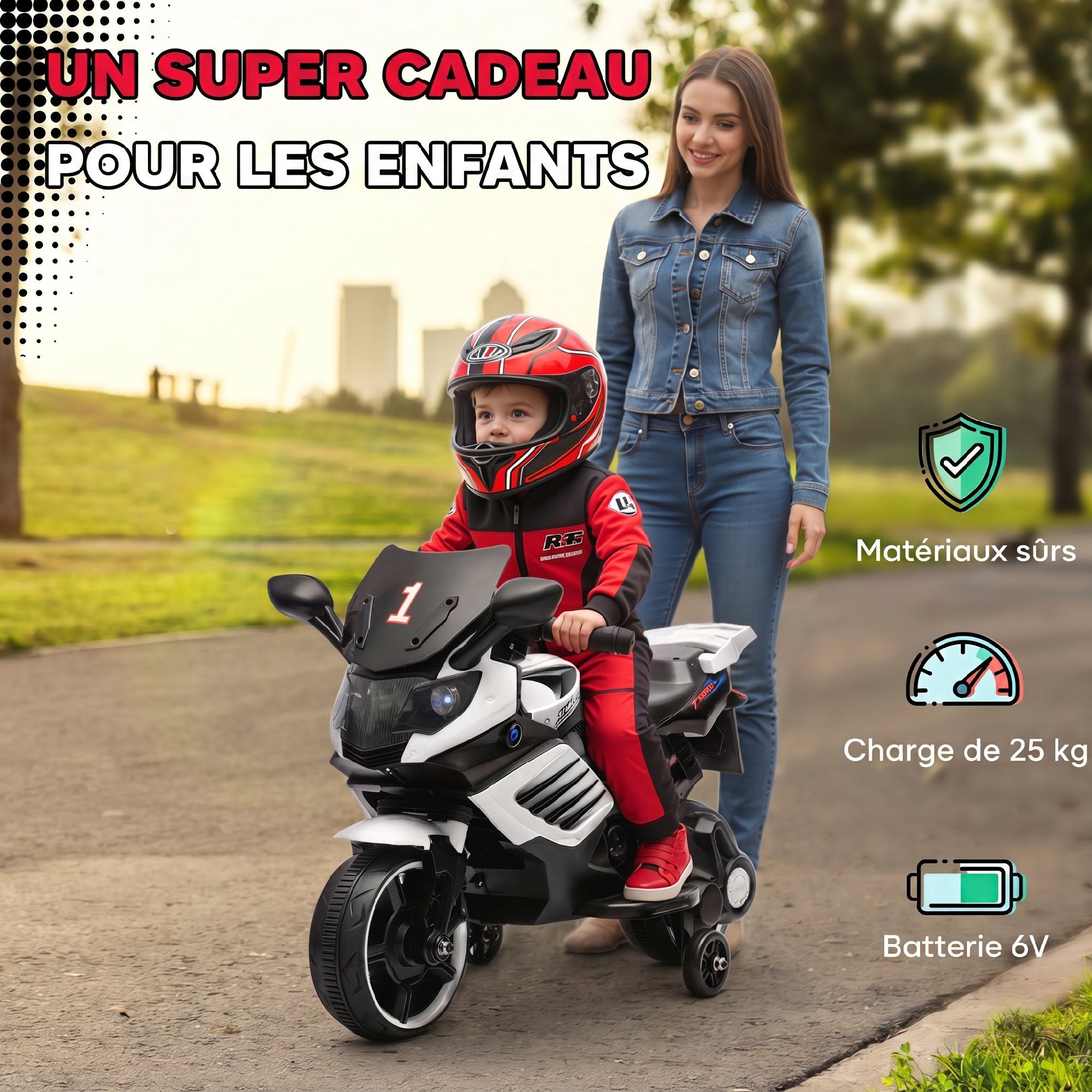 Moto Électrique Enfant 6V avec Effets Lumineux et Sonores - Blanc | Magi Jouets