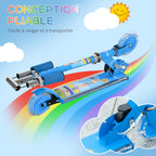 Trottinette pour enfants de 3 à 7 ans pliable roues lumineuses en PU musique 67 x 32 x 78 cm bleu