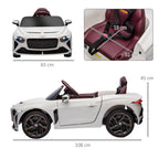 Voiture électrique pour enfant de 3 à 5 ans 2 moteurs 12V 25W 3-5 Km/h télécommande 2,4G Bentley Bacalar blanc