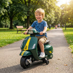 Moto Électrique Enfant 6V avec Roues d'Apprentissage, 2-4 Ans, 71x37x52 cm - Vert Foncé | Magi Jouets
