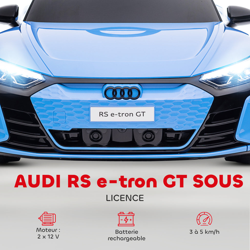 Voiture électrique enfant 12 V - véhicule électrique avec télécommande parentale fournie - V. Max. 5 Km/h - effets sonores, lumineux - Audi RS E-tron GT bleu