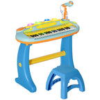 Piano enfant électronique 37 touches, avec micro, tabouret, lumière LED, fonction d'enregistrement et de relecture