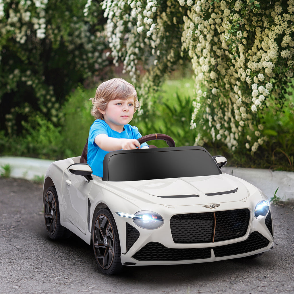 Voiture électrique pour enfant de 3 à 5 ans 2 moteurs 12V 25W 3-5 Km/h télécommande 2,4G Bentley Bacalar blanc