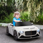 Voiture électrique pour enfant de 3 à 5 ans 2 moteurs 12V 25W 3-5 Km/h télécommande 2,4G Bentley Bacalar blanc