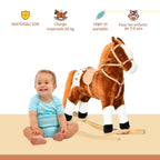 Cheval à Bascule Peluche avec Effets Sonores, Selle et Rênes, 3-6 Ans - Marron/Blanc | Magi Jouets