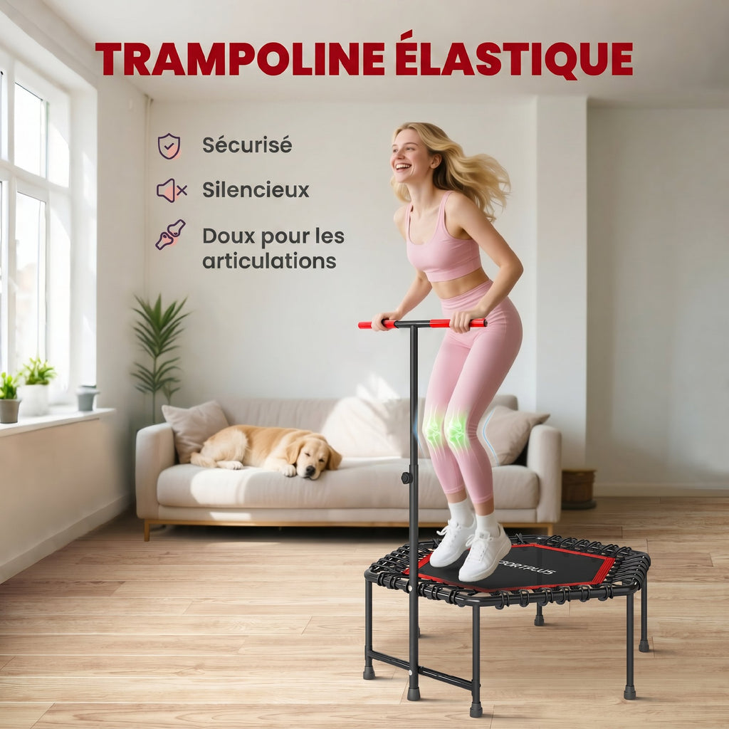 Trampoline de Fitness 114 cm avec Cordes Élastiques et Poignée Réglable - Rouge | Magi Jouets