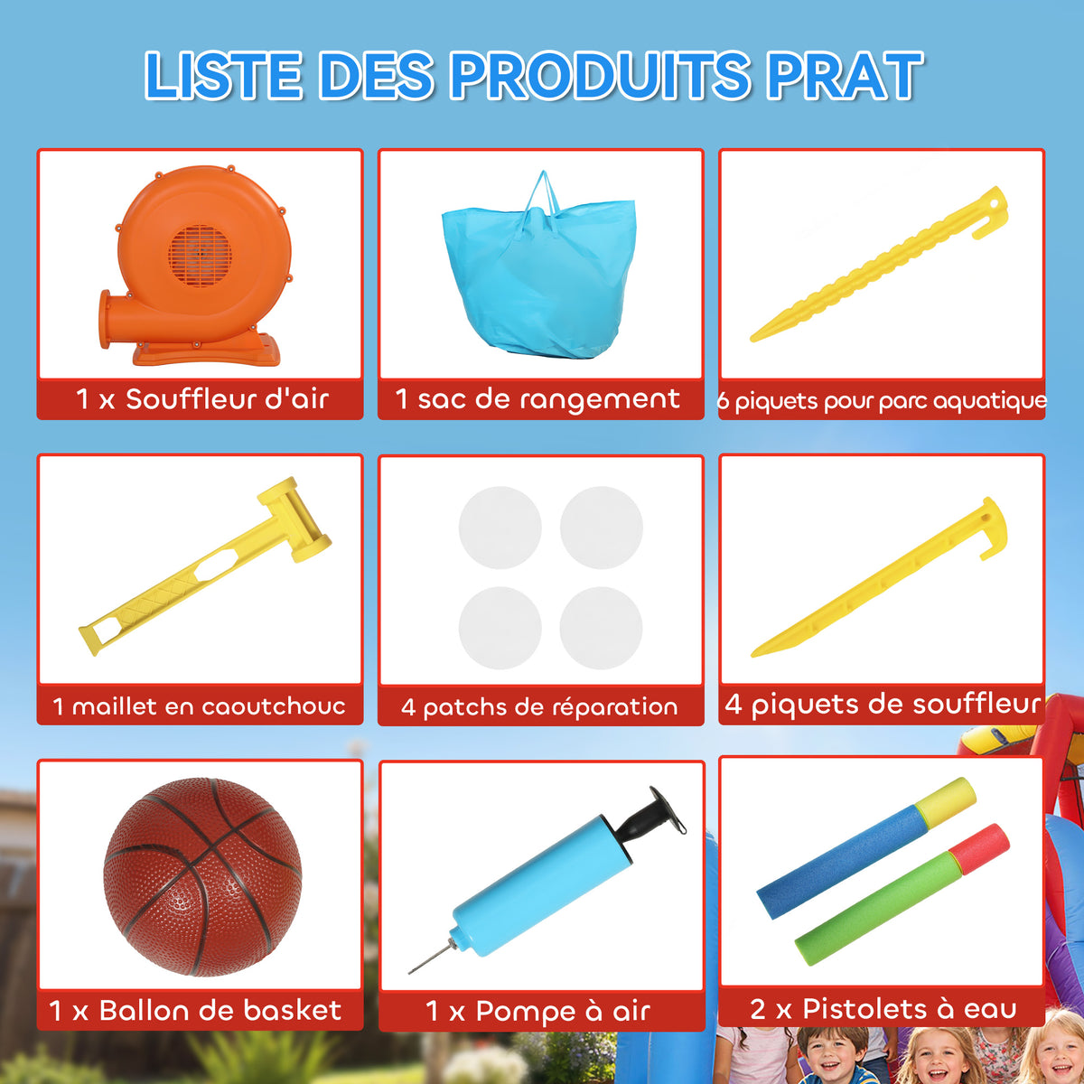 Château Gonflable avec Souffleur, Toboggans, Trampoline et Piscine à Balles - Multicolore | Magi Jouets