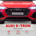 Voiture électrique enfants sous Licence Audi e-tron Sportback, véhicule électrique 12V Max. 5 Km/h avec télécommande 2,4G, phares LED, musique, klaxon, port USB, MP3, rouge
