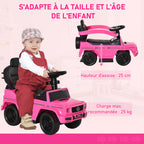 Porteur Enfants Voiture Enfant Multi-équipée 12-36 Mois klaxon Marche-Pieds, Garde-Corps et ombrelle Rose
