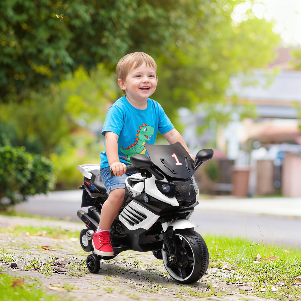 Moto Électrique Enfant 6V avec Effets Lumineux et Sonores - Blanc | Magi Jouets
