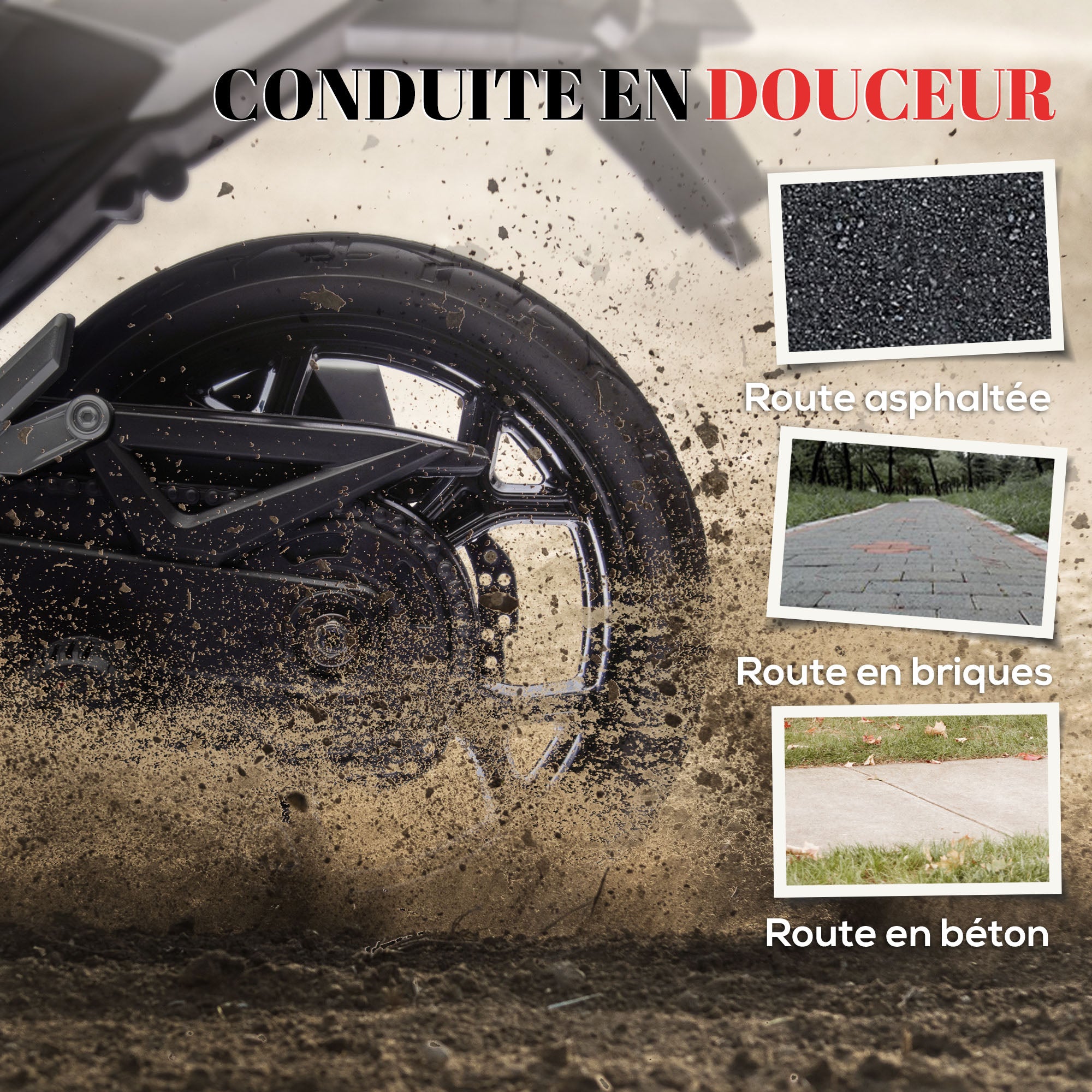 Moto électrique pour enfants 12V moto porteur Honda pour enfants 3 à 6 ans avec musique, phares rouge