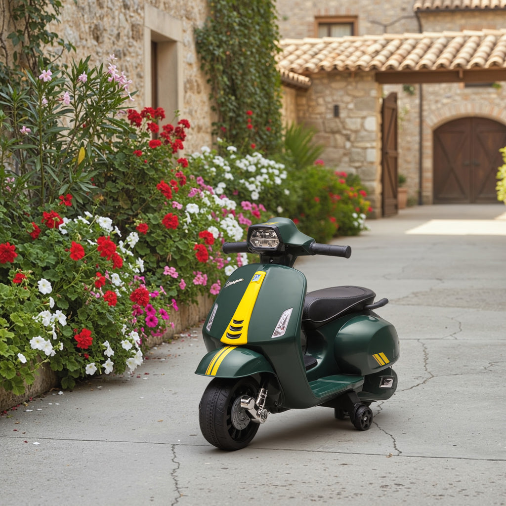 Moto Électrique Enfant 6V avec Roues d'Apprentissage, 2-4 Ans, 71x37x52 cm - Vert Foncé | Magi Jouets
