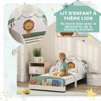 Lit Enfant 70x140 cm avec Barrière de Sécurité, Sommier à Lattes et Rangement - Vert | Magi Jouets