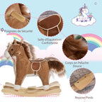 Cheval à Bascule Selle Confort en Bois de Peuplier, 65x32,5x61 cm - Marron | Magi Jouets