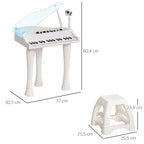 Piano Enfant Électronique 32 Touches avec Tabouret et Couvercle LED - Blanc | Magi Jouets