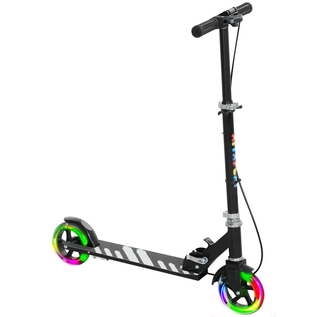 Trottinette enfants 3 à 8 ans, trottinette pliable à 2 roues LED roues lumineuses, 4 réglages en hauteur, noir