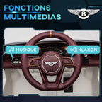 Voiture électrique pour enfant de 3 à 5 ans 2 moteurs 12V 25W 3-5 Km/h télécommande 2,4G Bentley Bacalar blanc