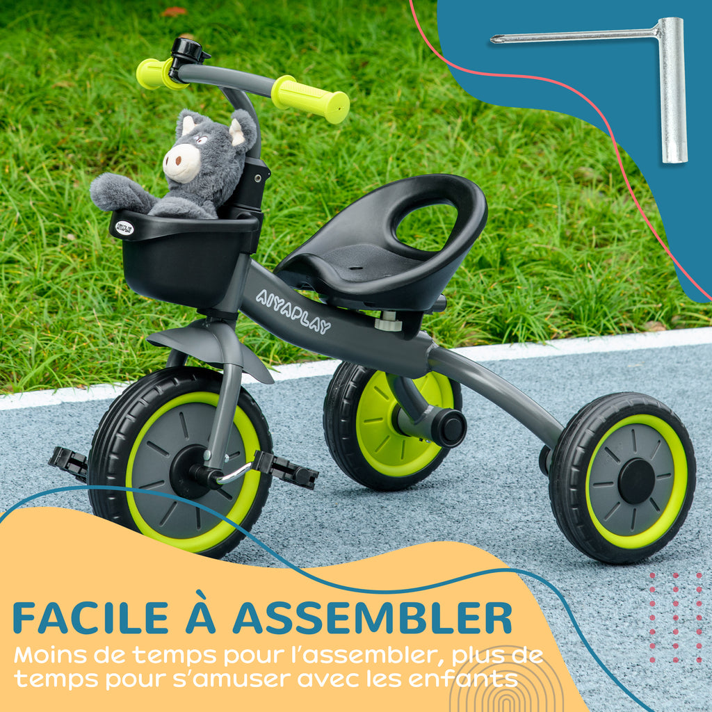 Tricycle Enfant avec Sonnette, Panier et Selle Réglable à Dossier, 2-5 Ans - Noir | Magi Jouets
